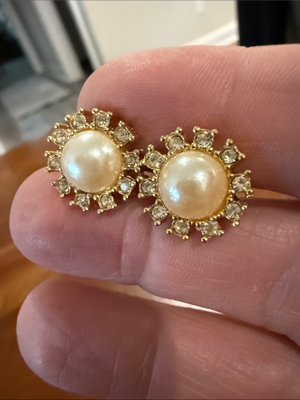 Vintage Richelieu Clip-On Earrings | Faux Pearl Gold Tone Costume Jewelry